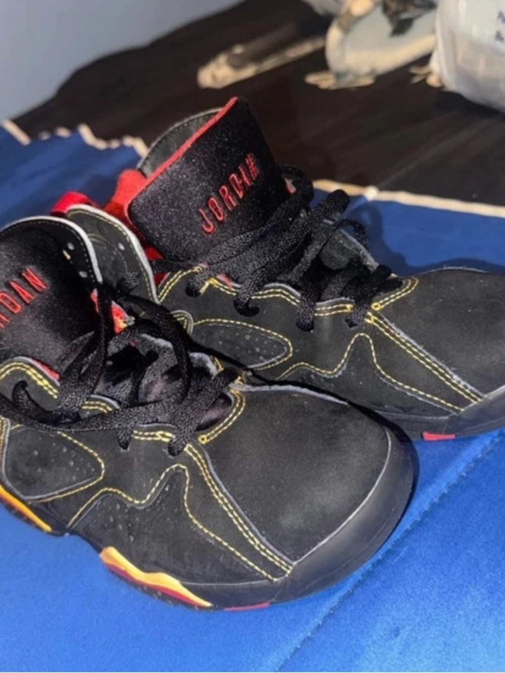 Jordan Kids Black, Yellow & Red High-Top Sneakers
